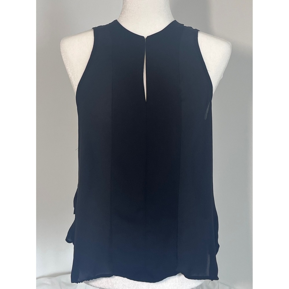 Maeve Sleeveless Blouse Women Size 4 Black High Low Pleated Career Chic